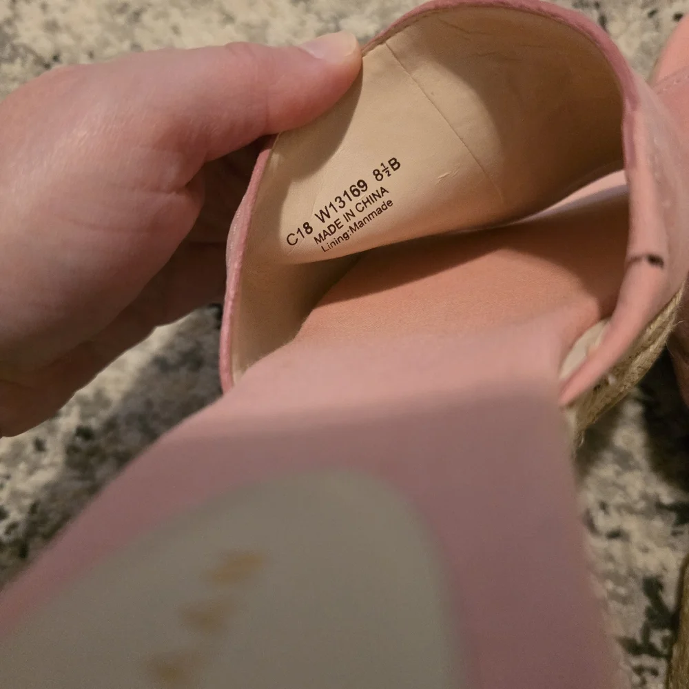 Cole Haan Leather Canvas Espadrilles Sandals Pink Womens 8.5 Preppy Boho